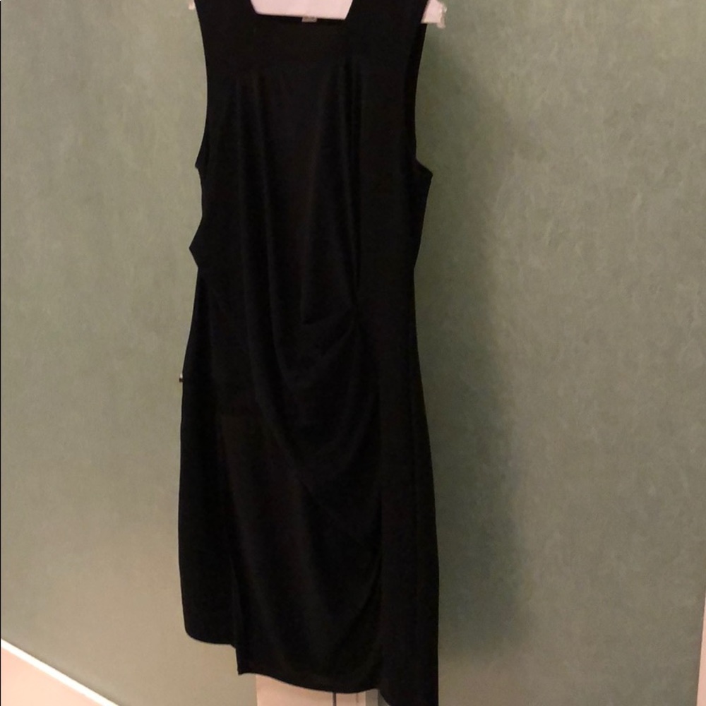 Helmut Lang black wrap dress w front draping
